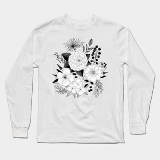 Flower Power: elegant line art style for vintage lovers Long Sleeve T-Shirt